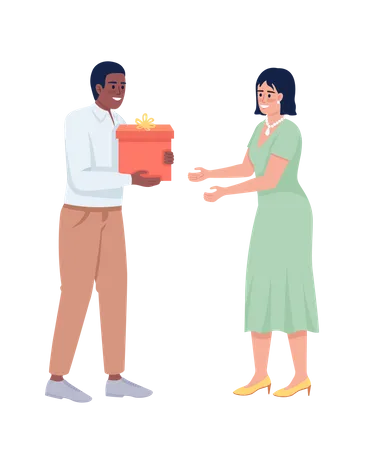 Couple exchanging gifts  Illustration