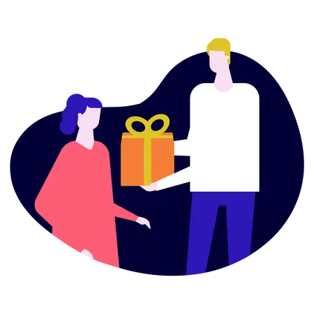 Couple exchanging gifts  Illustration