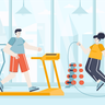 illustrations of couple exercising