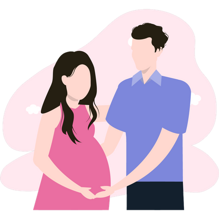 Couple expecting a baby Illustration