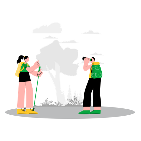 Couple exploring tourist site  Illustration