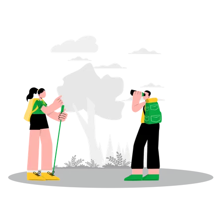 Couple exploring tourist site  Illustration