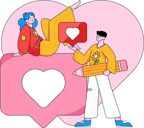 Couple faisant une conversation sur la Saint-Valentin  Illustration