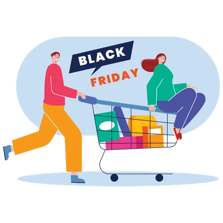 Couple faisant du shopping le Black Friday  Illustration