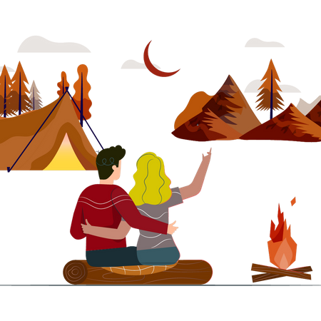 Couple faisant du camping  Illustration