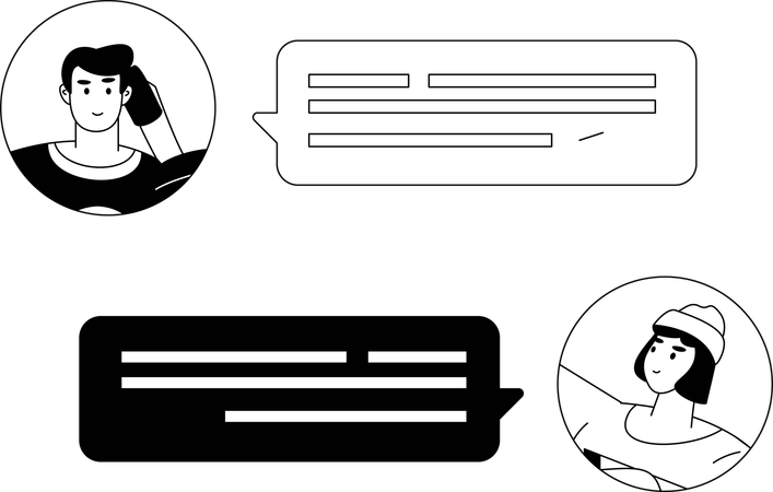 Couple faisant de la communication sur les réseaux sociaux  Illustration