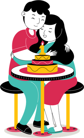 Couple faisant la coupe de gâteau  Illustration