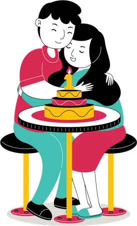 Couple faisant la coupe de gâteau  Illustration