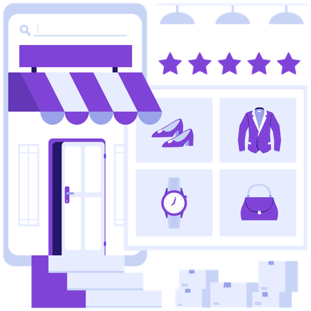 Couple faisant des achats en ligne  Illustration