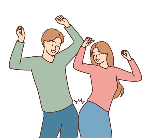 Couple faisant une danse drôle  Illustration