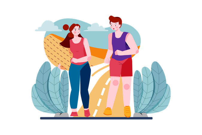 Couple faisant du jogging ensemble  Illustration