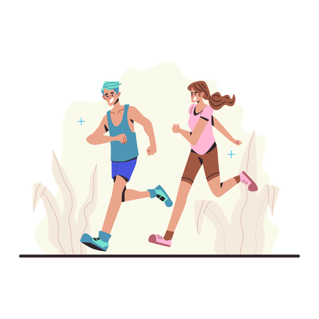 Couple faisant du jogging matinal  Illustration