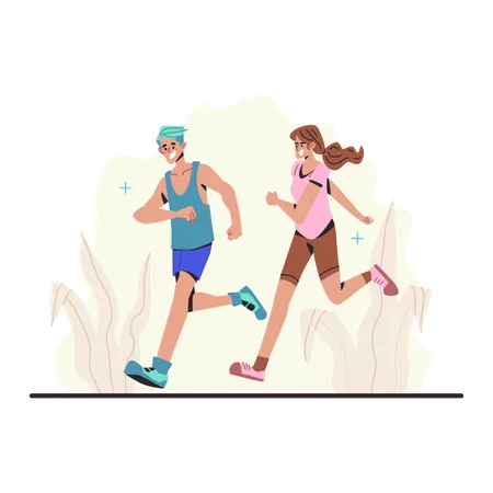 Couple faisant du jogging matinal  Illustration