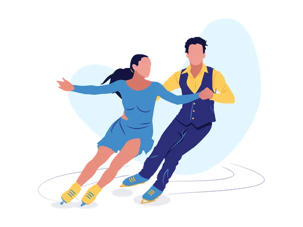 Couple faisant du patin à glace  Illustration