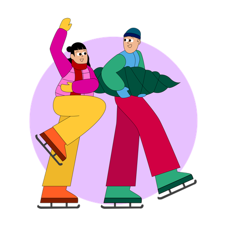 Couple faisant du skate-dance  Illustration