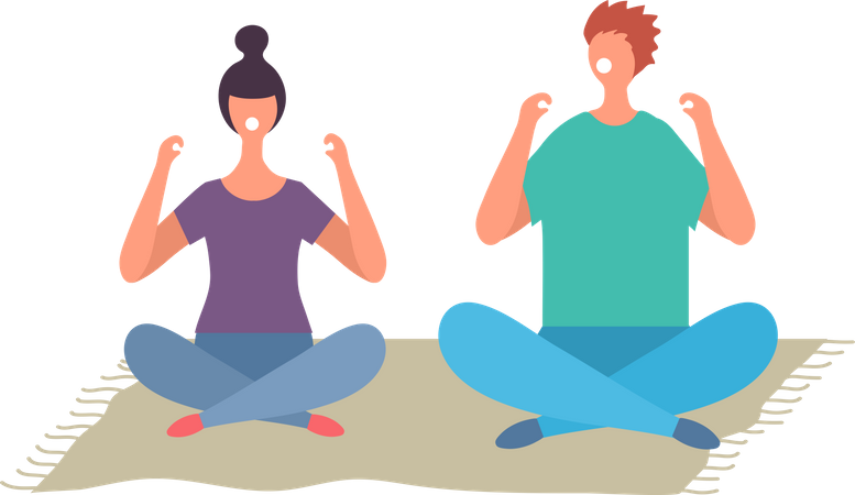 Couple, faire, yoga  Illustration