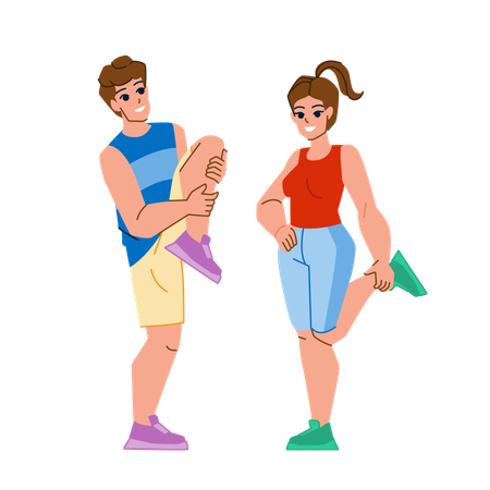 Couple faisant des exercices d'étirement  Illustration