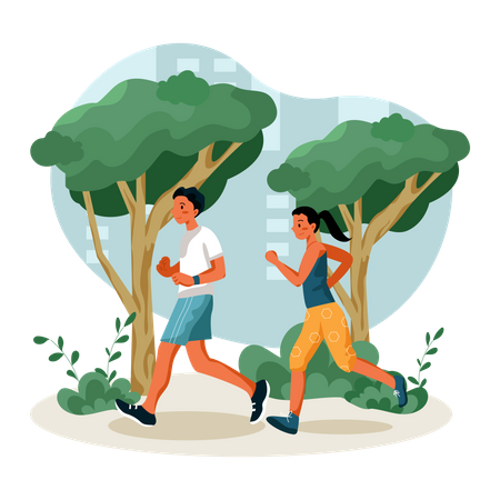 Couple faisant du jogging  Illustration