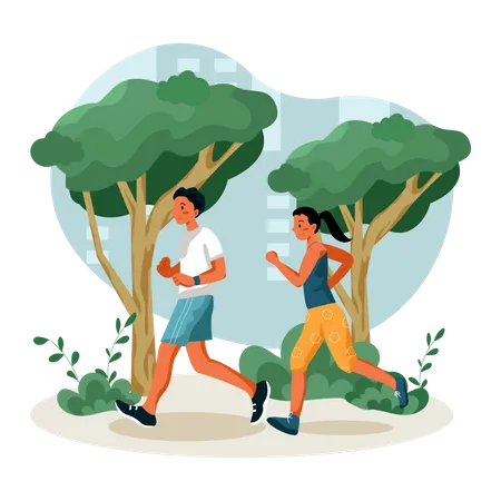 Couple faisant du jogging  Illustration