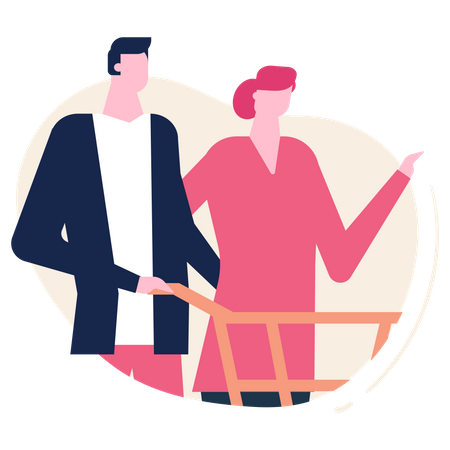 Couple faisant un panier  Illustration