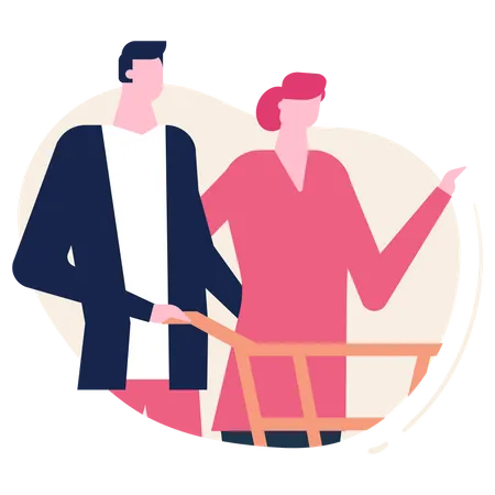 Couple faisant un panier  Illustration