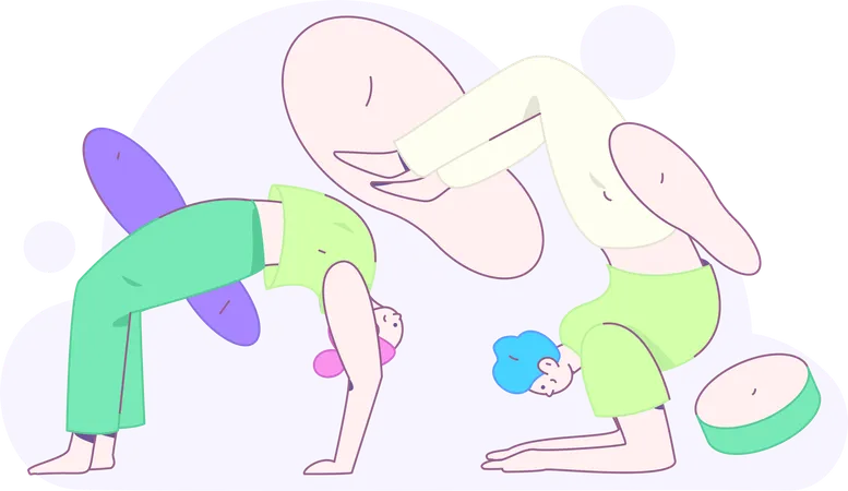 Couple faisant des exercices de yoga  Illustration