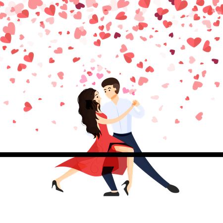 Couple faisant une danse romantique  Illustration