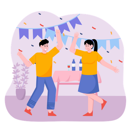 Couple faisant la fête  Illustration