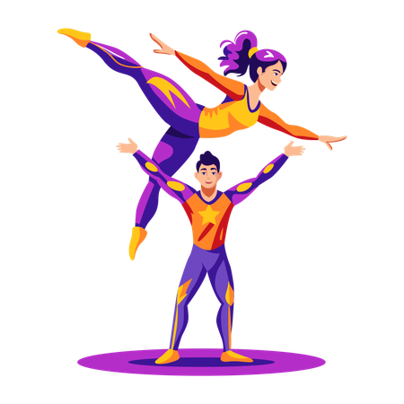 Couple faisant un numéro d'acrobate  Illustration