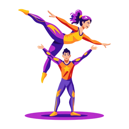 Couple faisant un numéro d'acrobate  Illustration