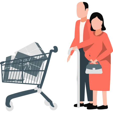 Un couple fait du shopping  Illustration