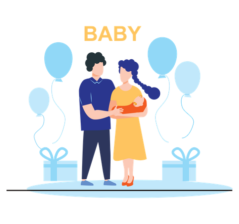 Couple feeling happy to have baby  イラスト