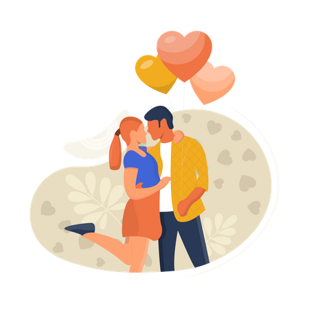 Couple feeling loved on valentines day Illustration