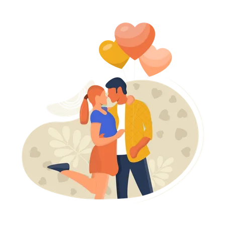 Couple feeling loved on valentines day Illustration