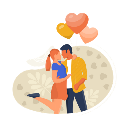 Couple feeling loved on valentines day  Illustration