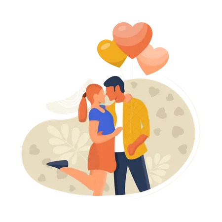 Couple feeling loved on valentines day  Illustration