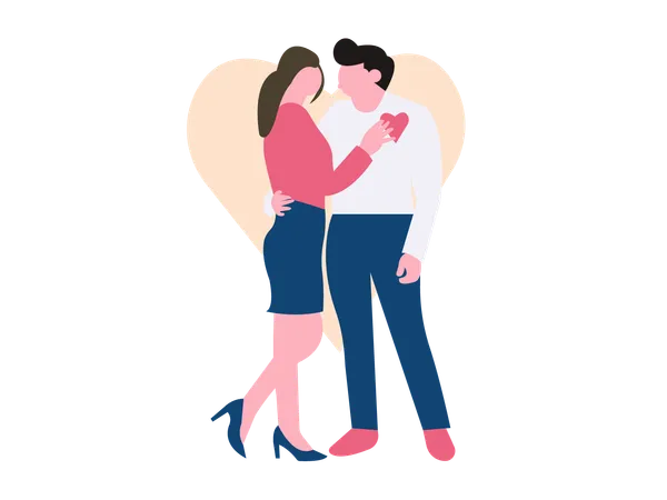 Couple feeling loved on valentines day  Illustration