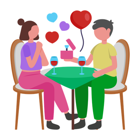 Couple célébrant ses fiançailles  Illustration
