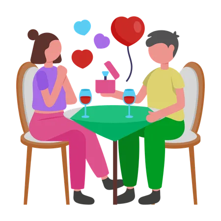 Couple célébrant ses fiançailles  Illustration