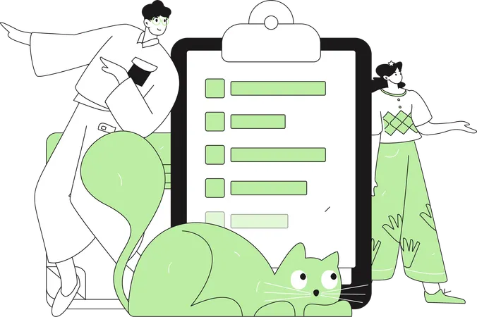 Couple filling questionnaire form  Illustration