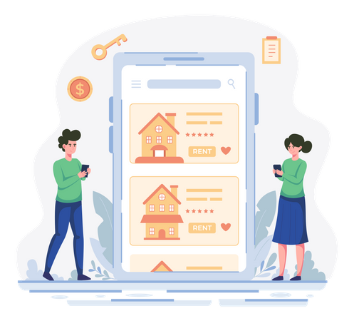 Couple finding house for rent  Illustration