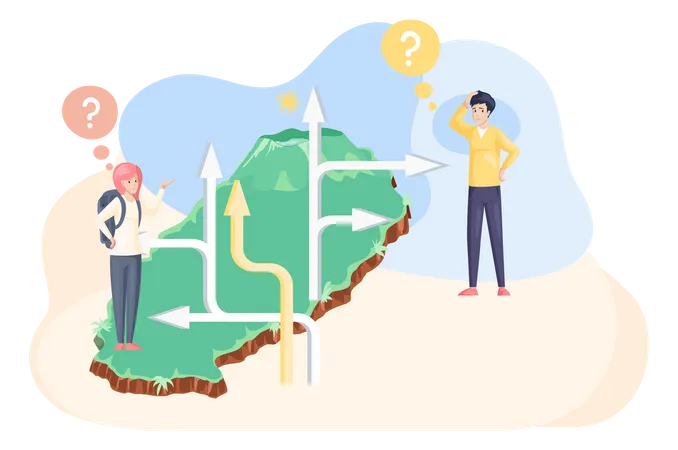 Couple finding travel location  Illustration