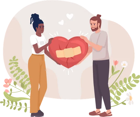 Couple fixing their relationship Illustration