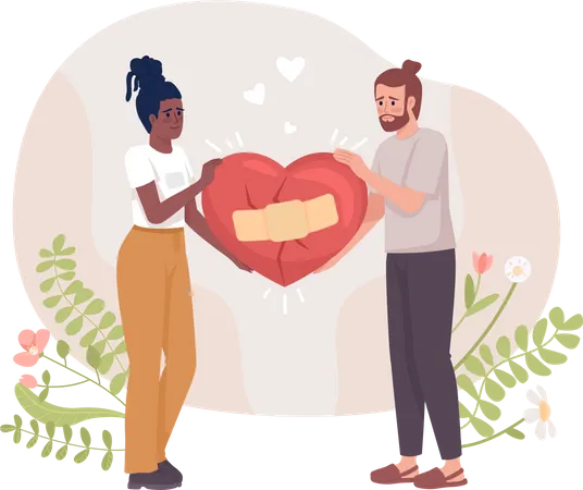 Couple fixing their relationship  Illustration