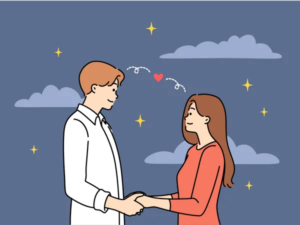 Couple follow in love with eachother  Illustration