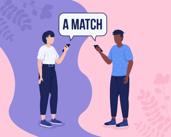 Couple found each other on dating app Illustration