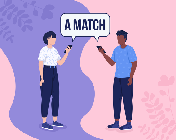 Couple found each other on dating app  Illustration