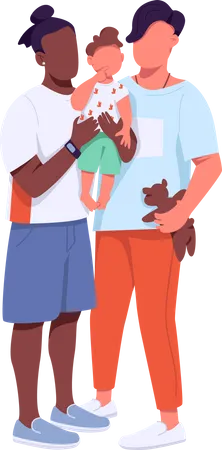 Couple gay afro-américain et caucasien avec enfant  Illustration