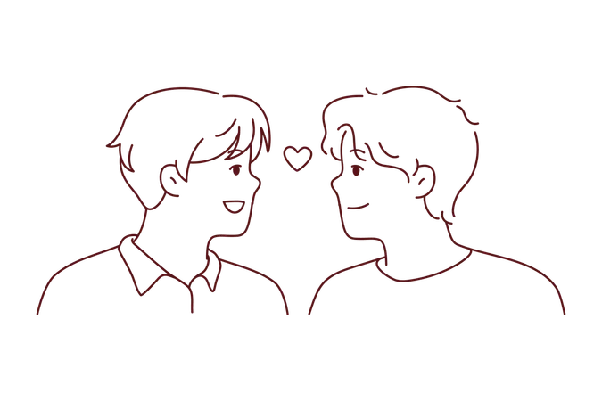 Couple gay amoureux  Illustration