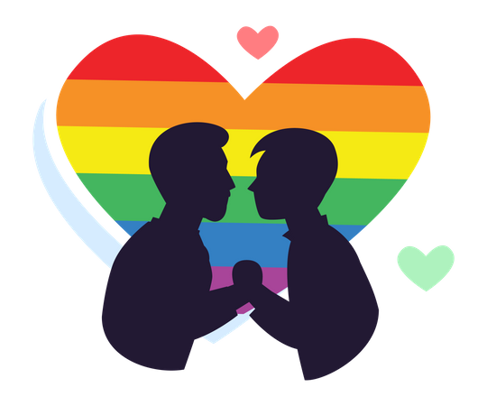 Couple gay avec coeur arc-en-ciel  Illustration